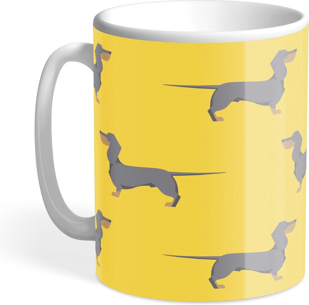 Hound & Herringbone - Blauwe Teckel Mok - Blue and Tan Dachshund Mug