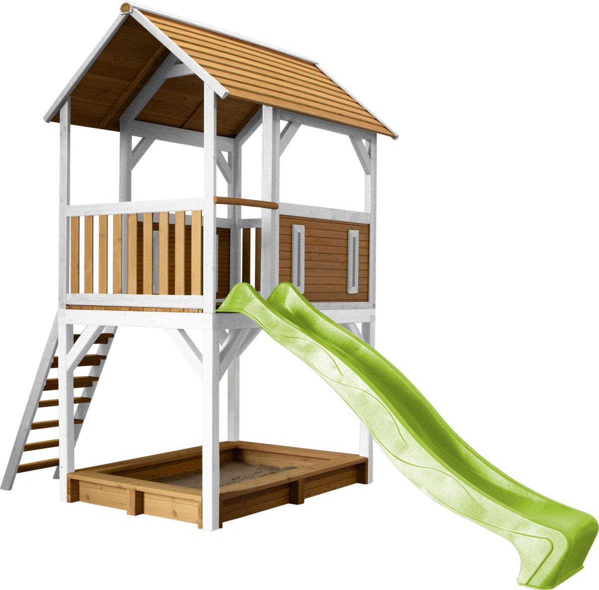 AXI Safari Pumba Speeltoren Bruin/wit - Limoen groene Glijbaan
