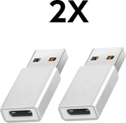 USB naar USB-C Splitter - USB-A USB-C - USB 3.0 Hub ADAPTER - Macbook pro - Macbook Air-  2pack - Light Grijs