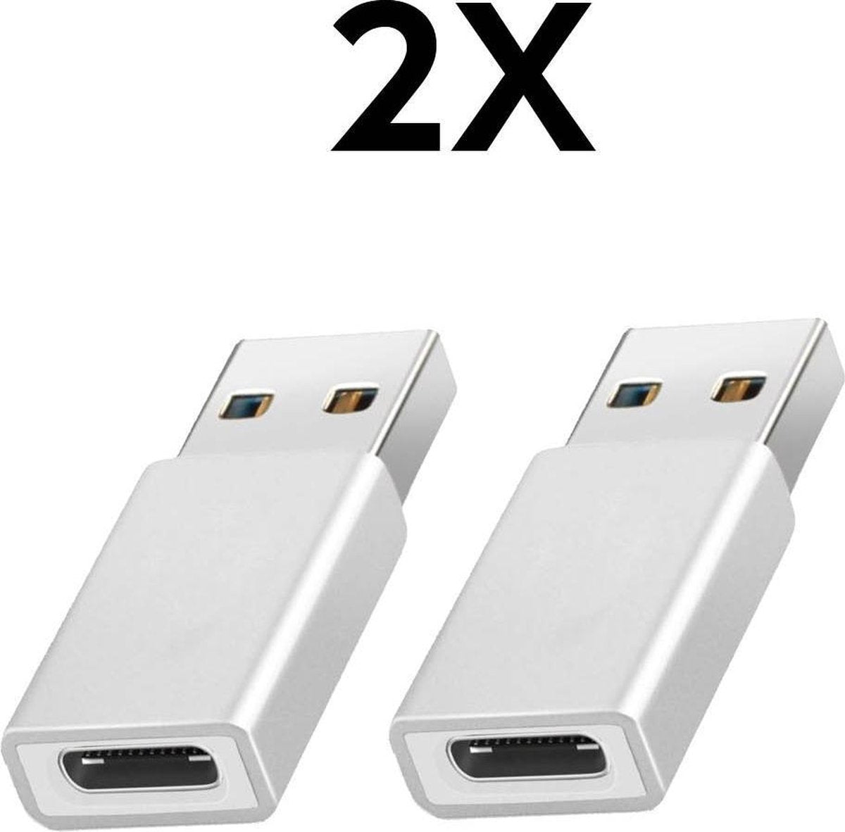 USB naar USB-C Splitter - USB-A USB-C - USB 3.0 Hub ADAPTER - Macbook pro - Macbook Air-  2pack - Light Grijs