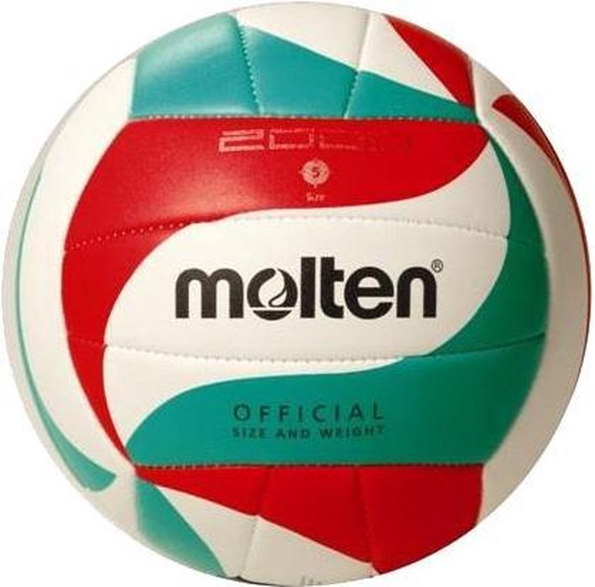 Molten Trainingsvolleybal 5m2000 Wit/rood/groen Maat 5