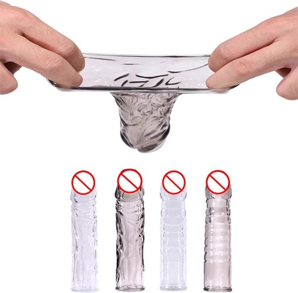 Herbruikbare siliconen condoom- extension sleeve penis- kristal