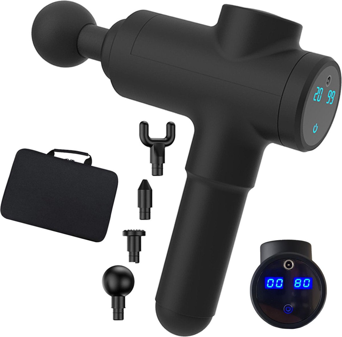 Culture gadgets Massage gun PRO 68S - LCD scherm - Tegen spierpijn - Sport en relax massage  - Inclusief 4 opzetstukken en koffer - Klopmassage en Vibratiemassage - Deep tissue Massageapparaat