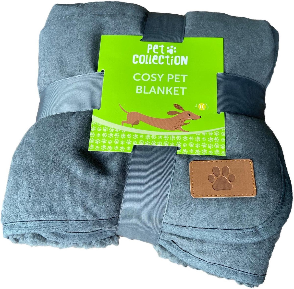 Vetbed - Hondendeken Fleece - Sherpa voering - Donker grijs – 100 x 70 cm - Tweezijdig