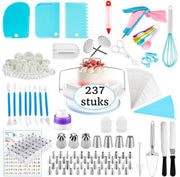 Perow Taarten Bak Set - Luxe XXL 237 Delig Set - Decoratie Set - Taarten en Cupcakes - Draaibaar Plateau - Herbruikbare Spuitzak - Cupcake Vormpjes
