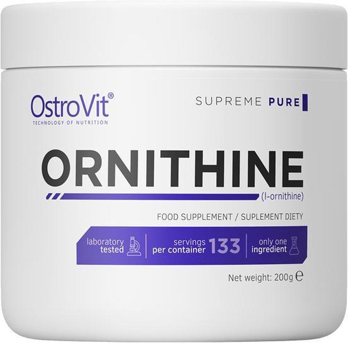 Aminozuren - Ornithine Poeder Puur 200g OstroVit -  + GRATIS Bulk Shaker 700ml