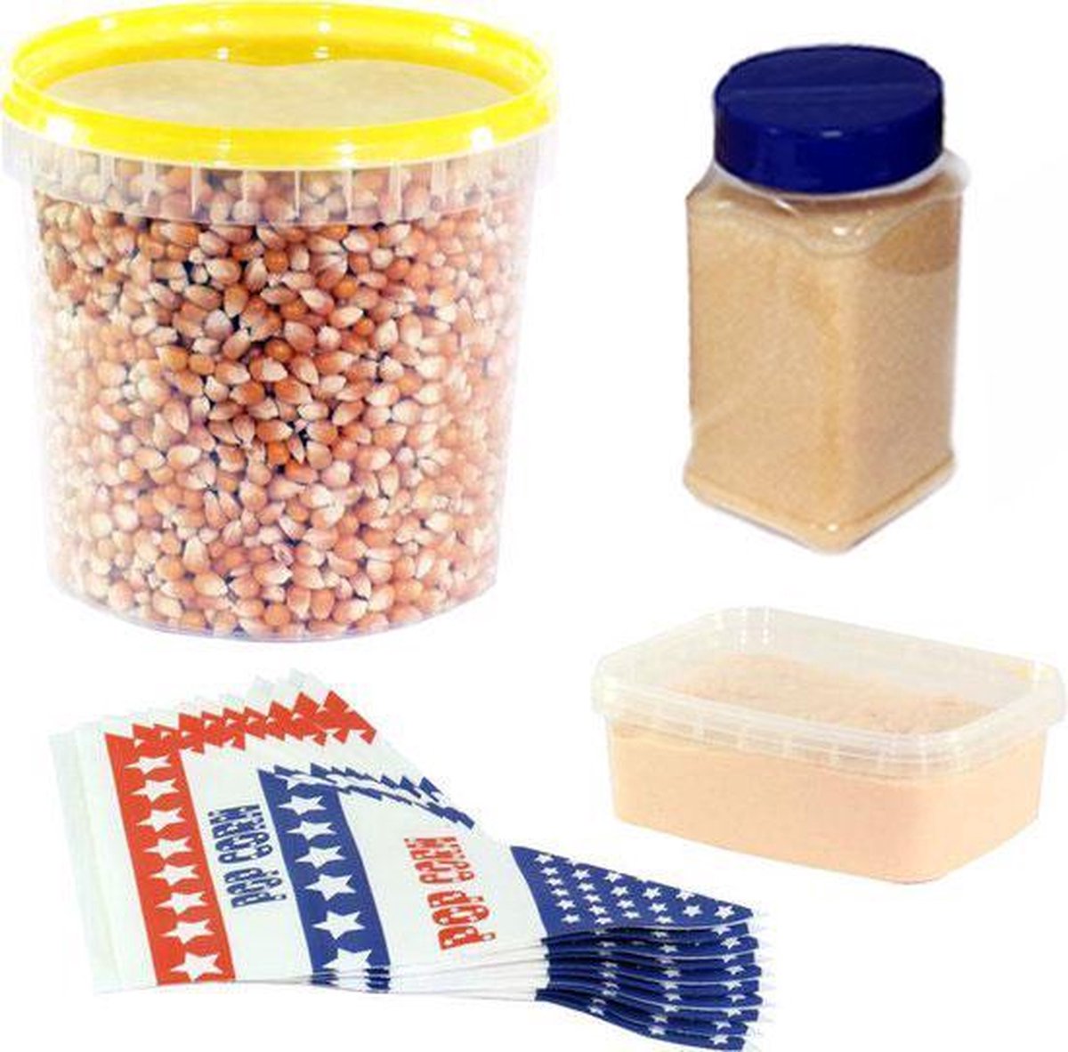 Popcornmais zoet en zout startpakket. Inhoud: 1 KG popcorn mais