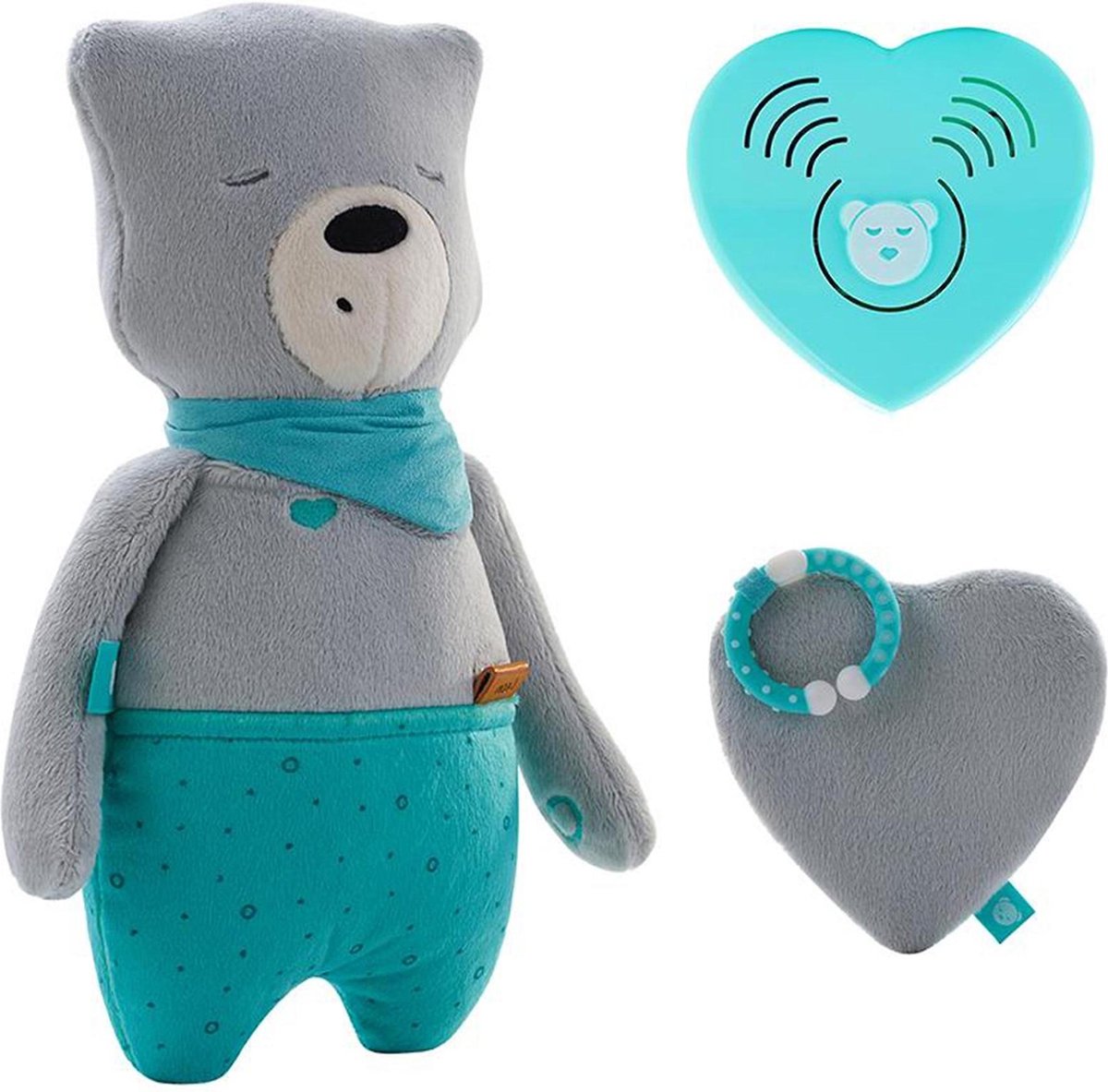 Myhummy Slaapsensor Leon 23 Cm Polyester Grijs/turqoise 3-delig