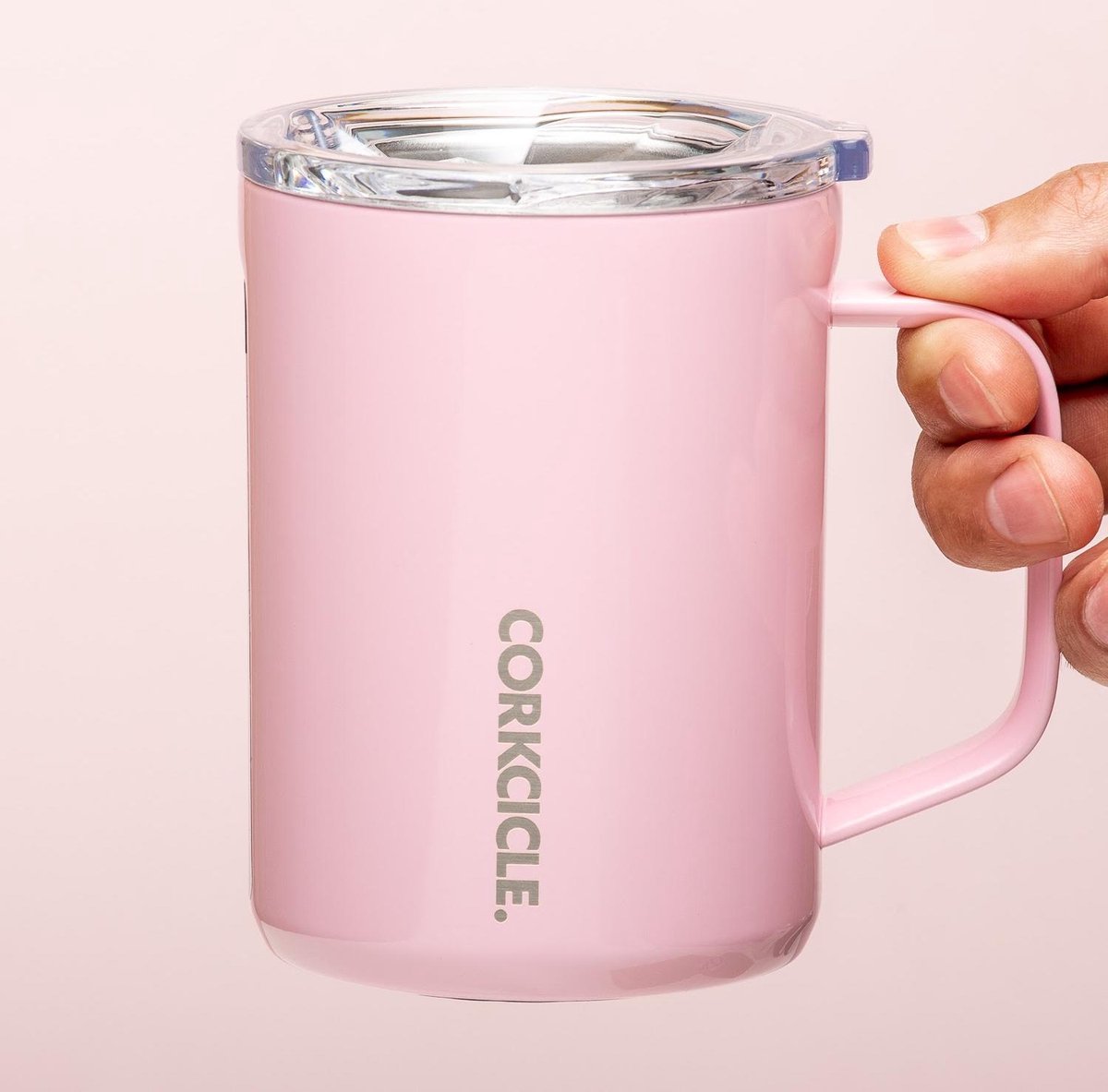 Corkcicle Koffiebeker Koffiemok To Go - Thermosbeker - RVS & driewandig Koffie Beker - 475ml - Roze