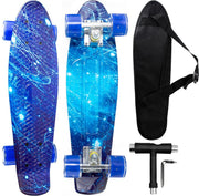Big Bang Boards® Milky Way – Penny Board met Flash Wheels – Penny Board Meisjes & Jongens – Penny Board Pastel – Penny Board Blauw – Penny Board Led Wieltjes – Skateboard – 22 inch