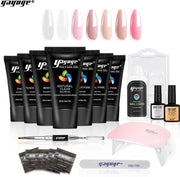 Polygel - Gelnagels Starterspakket - Polygel Starterspakket - Gellak starterspakket - Gel Nagellak - Kunstnagels - UV Lamp - 7 kleuren