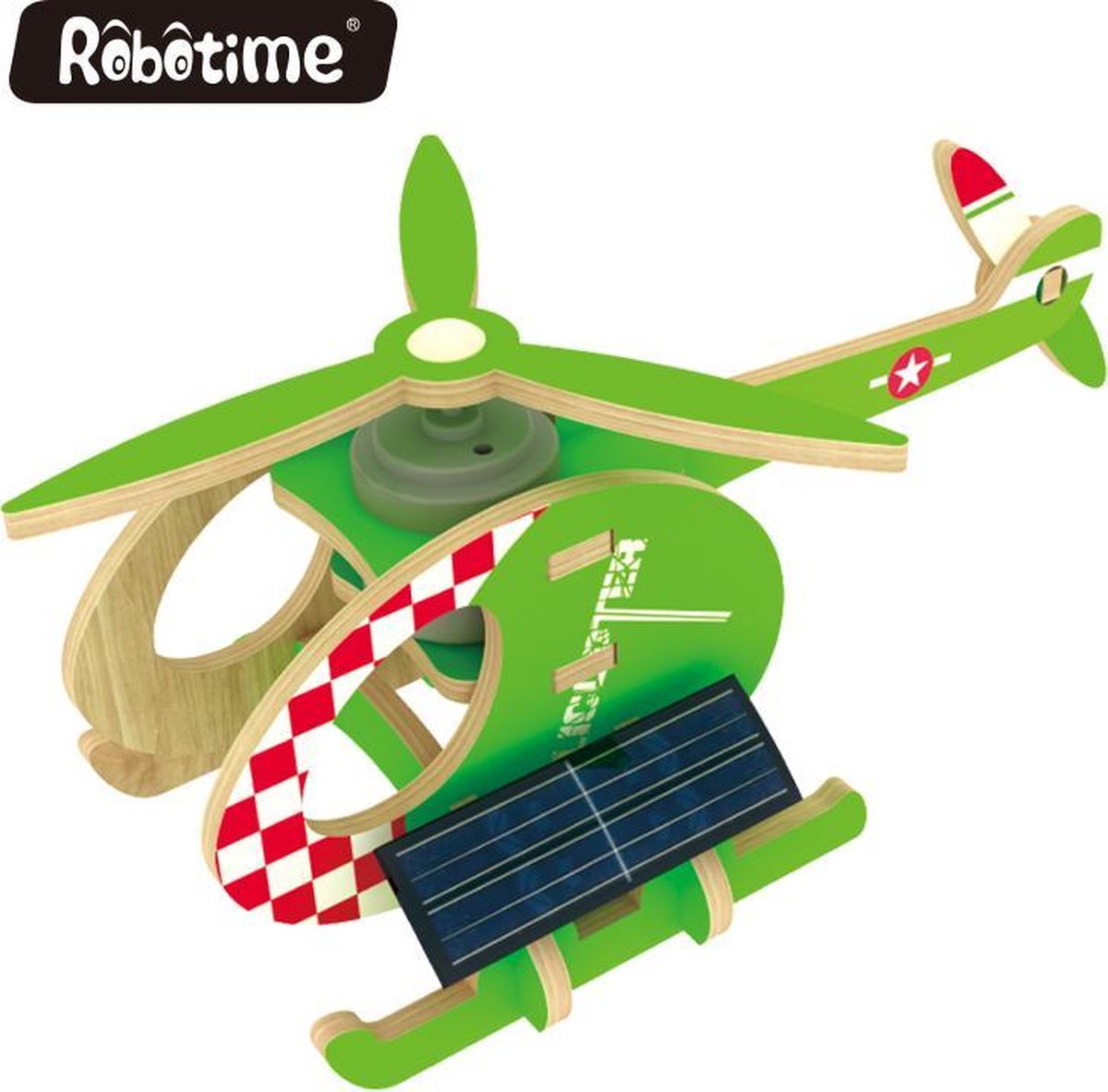 Robotime P230S houten helicopter met zonnecel