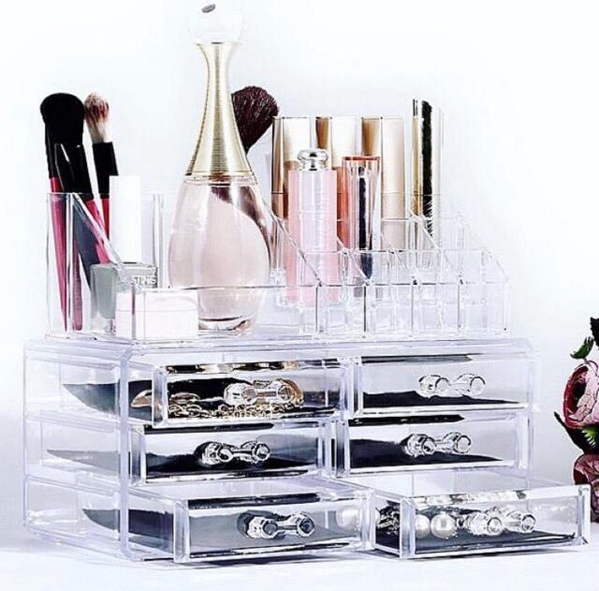 Make-up Organizer – Tweedelig – Cosmetica Organizer - Make-up Organizer Transparant – Sieradenbox – 6 laden