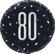 Helium Ballon 80 Jaar Zwart 45cm leeg