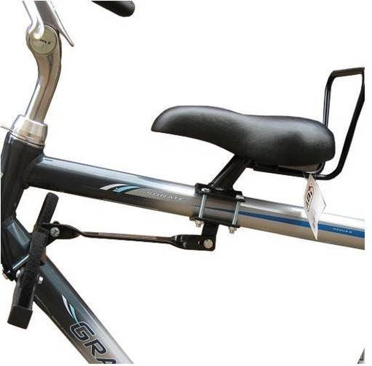 Zadel op Stang Model 2 Kinderzitje Voor Herenfiets Met 2 Dunne Stangen - Nooit Meer Zwaar sturen
