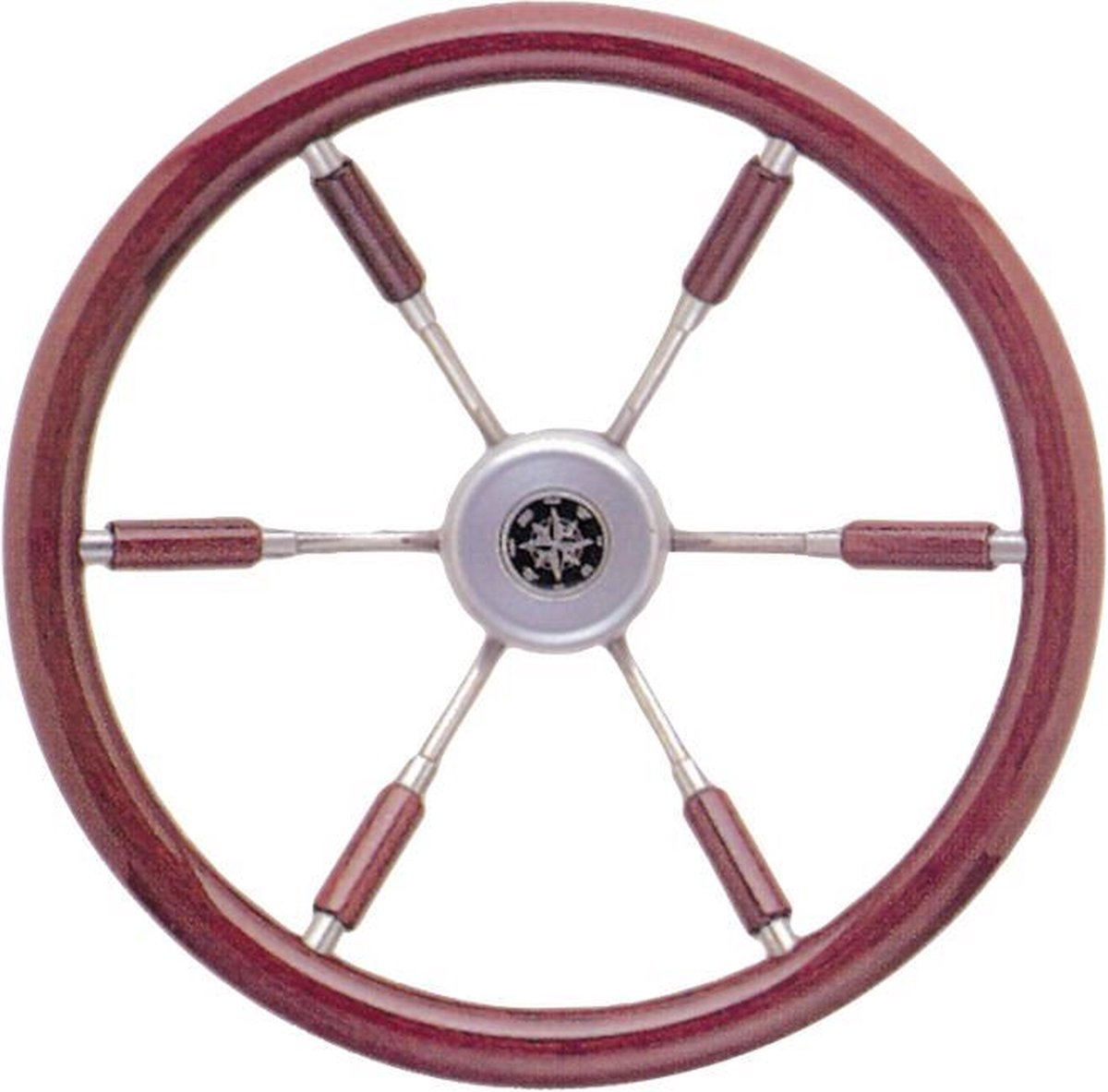 allpa 6-Spaaks stuurwiel "Leader Prestige" RVS met mahoniehouten rand