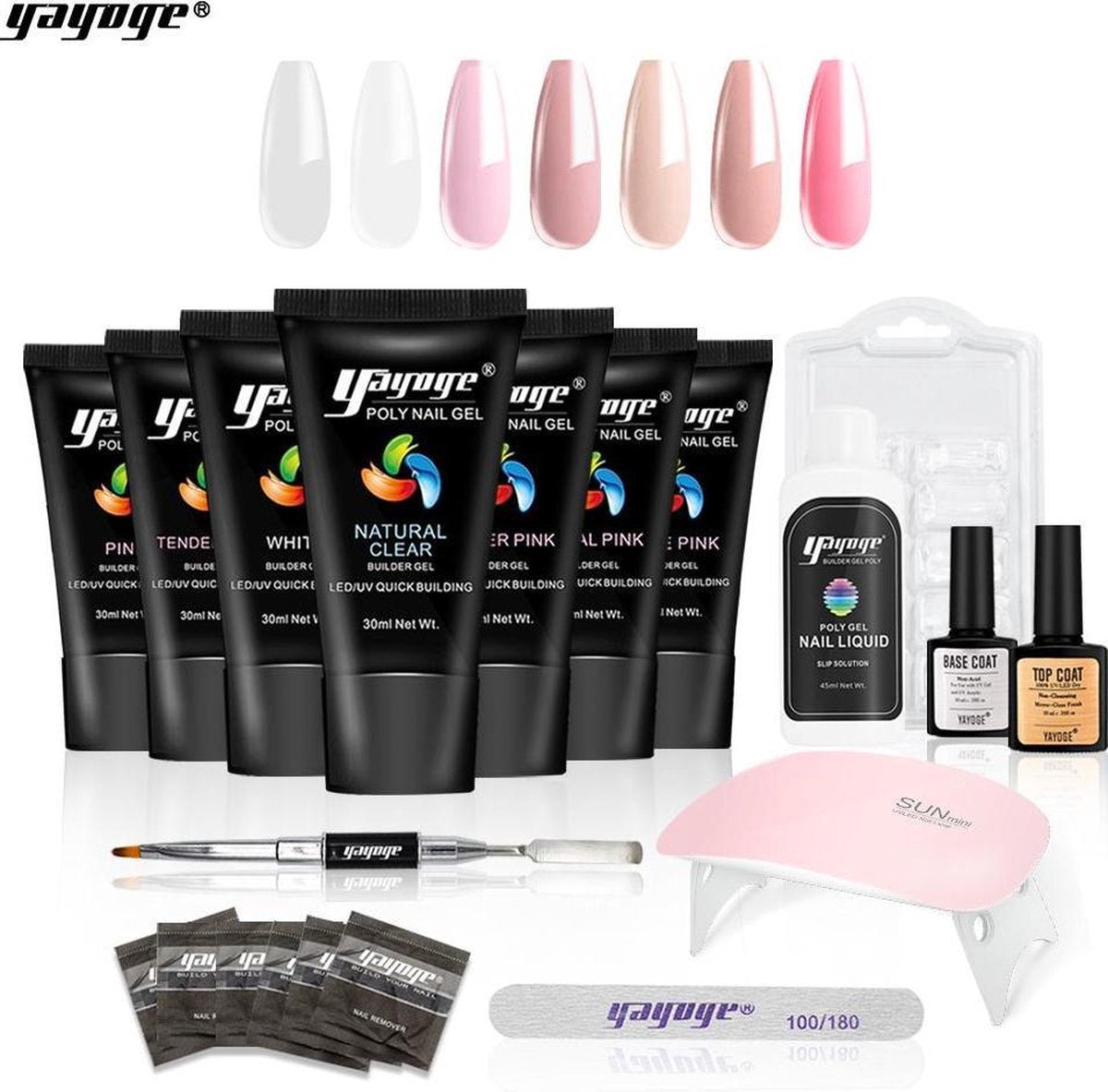 Polygel - Gelnagels Starterspakket - Polygel Starterspakket - Gellak starterspakket - Gel Nagellak - Kunstnagels - UV Lamp - 7 kleuren