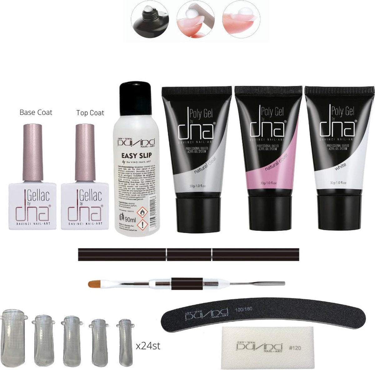 Polygel - uitgebreid starterspakket - Polyacrylgel - Starterset met dual form - Acrylgel kit - Nagelverlenging - Gel nagellak