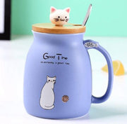 kat thee kop paars - cat tea cup purple - 450 ml - theekop - kat theekop - mok - beker - geschenk - cadeau - gift - huis - kat - tea cup - home - theekopjes - keramiek - keramische theekop