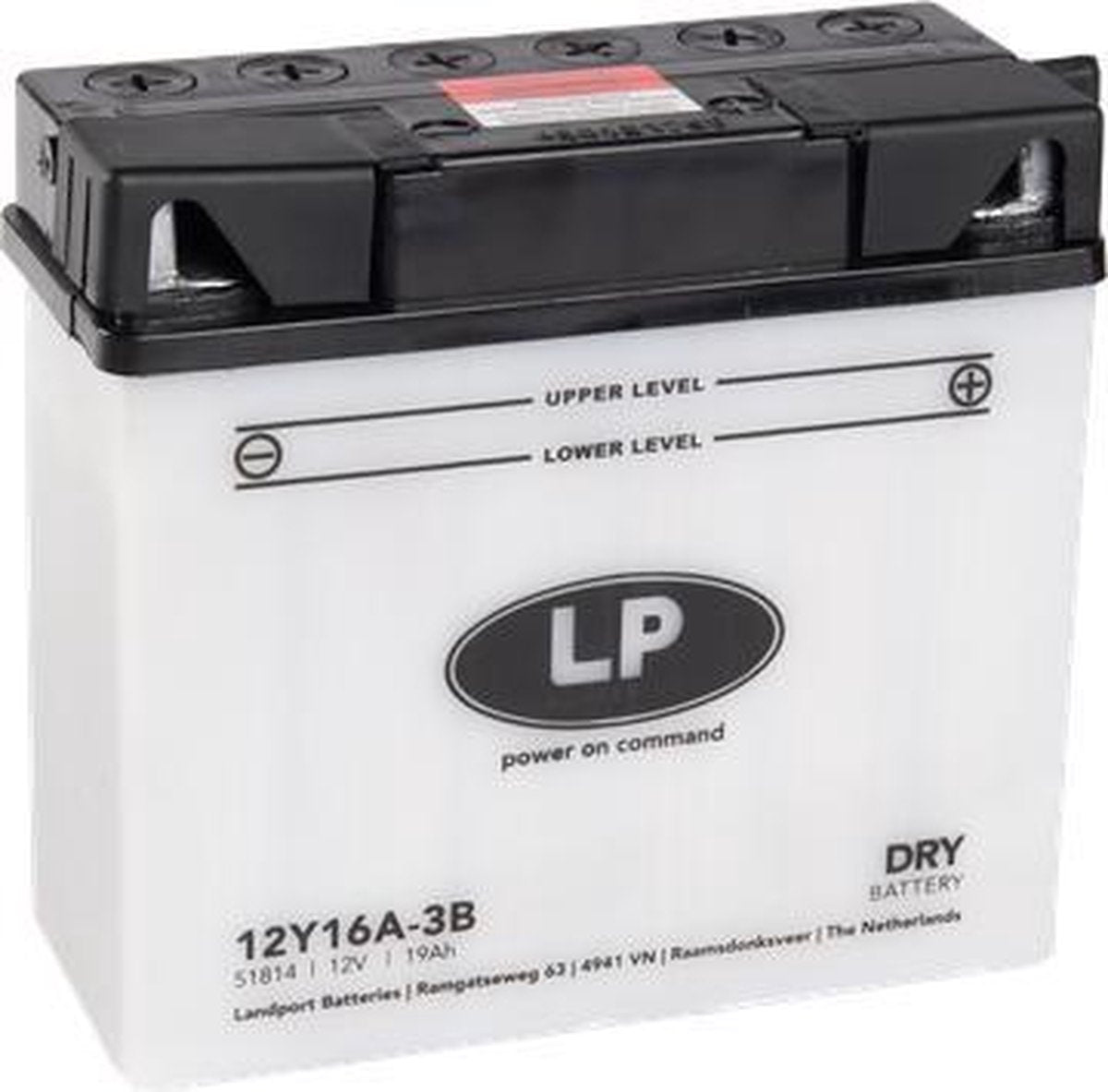 Landport Dry Motor/Scooter accu 12Y16A-3B | 12V / 19AH / 240CCA