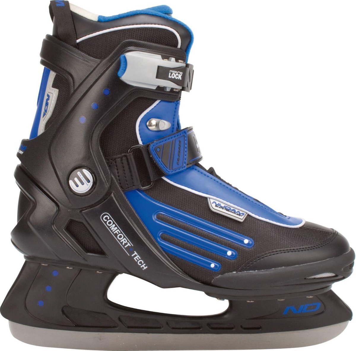 Nijdam 3353 Ijshockeyschaats - Semi-Softboot - Zwart/Blauw - Maat 46