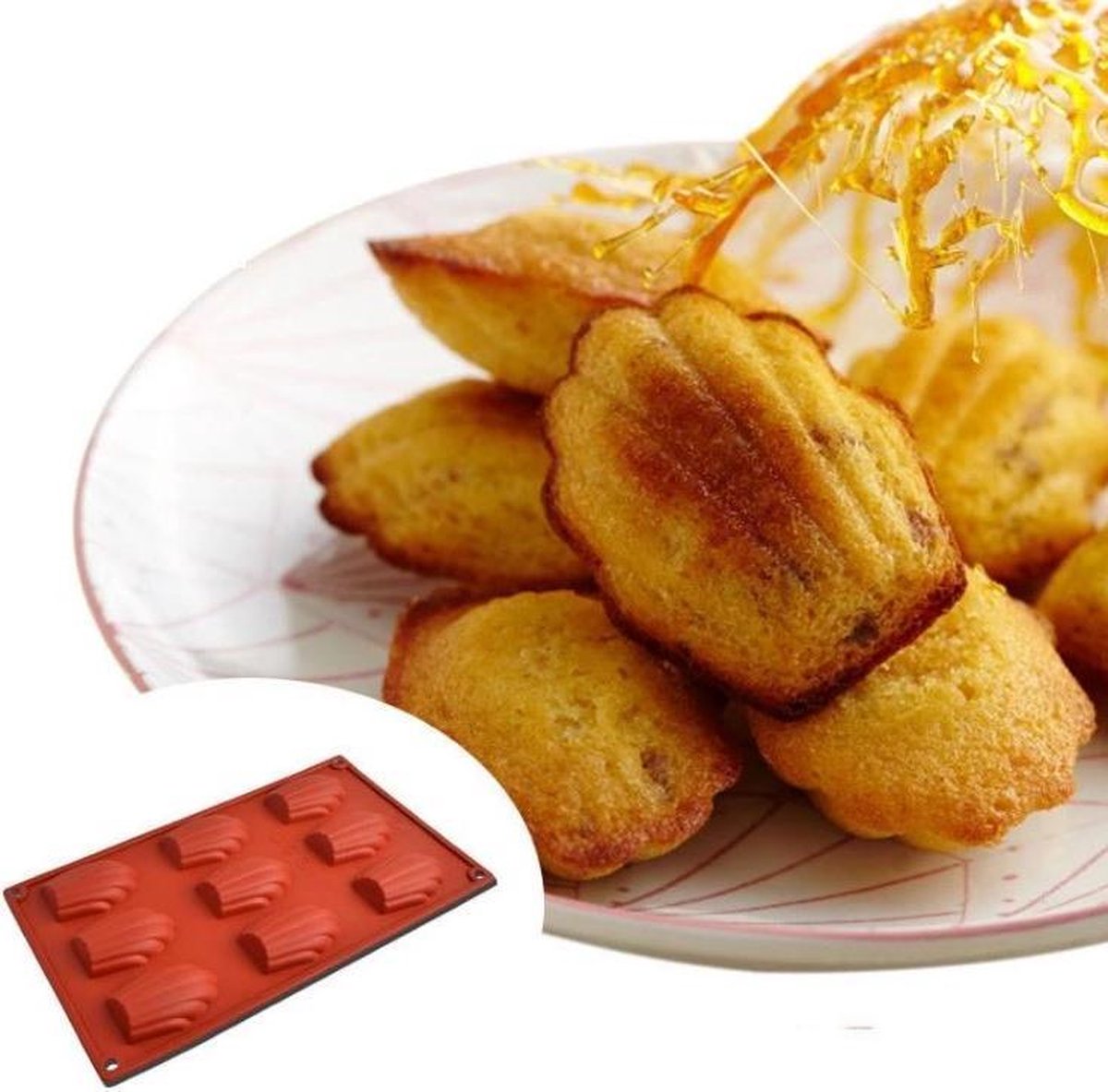 ZijTak - Madeleine bakvorm - silicone - antikleef - 9 madeleinen -bakvorm - duurzaam - Rood