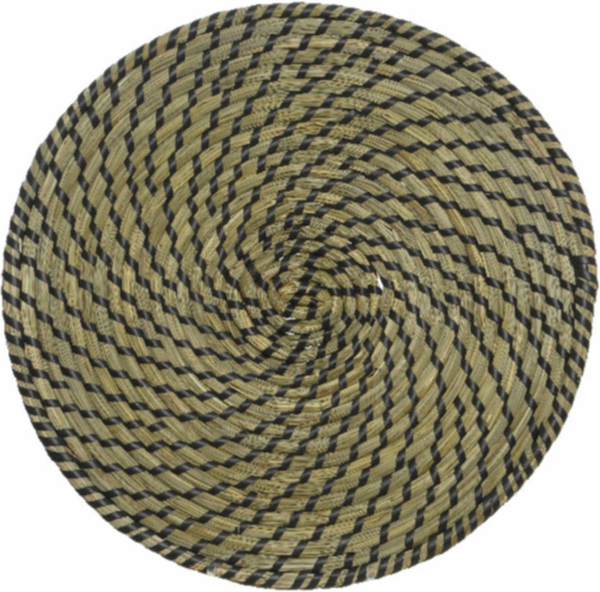 4x stuks placemats rond groen/zwart zeegras 38 cm