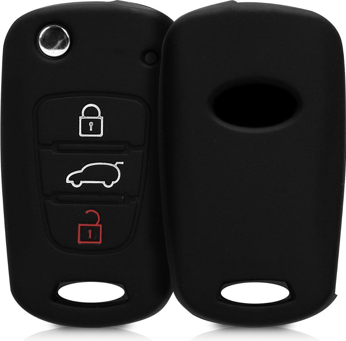 kwmobile autosleutelhoes voor Kia 3-knops inklapbare autosleutel - Siliconen beschermhoes in zwart