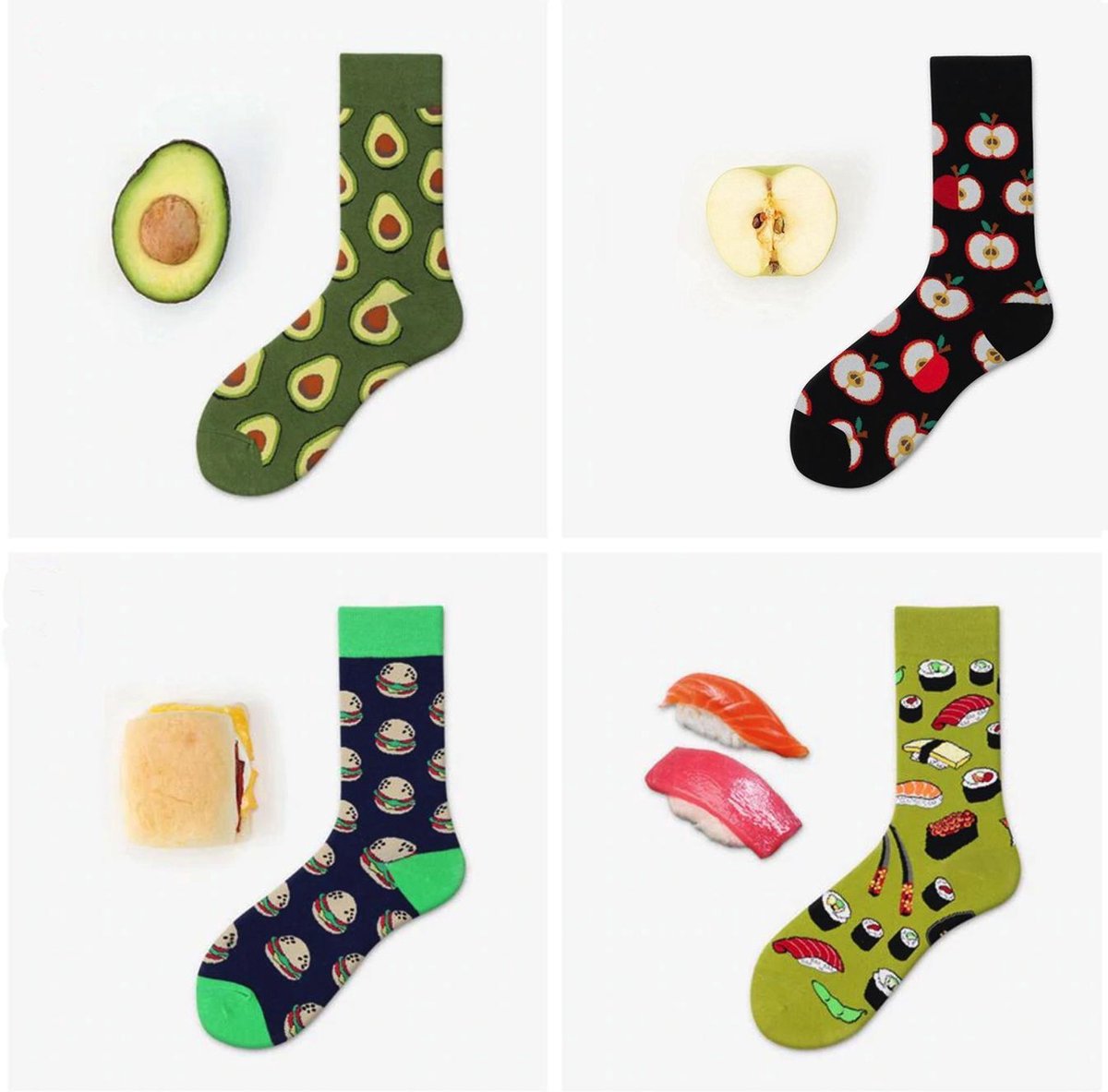 Sokken Food motief - Maat 36-40 - Set van 4 stuks