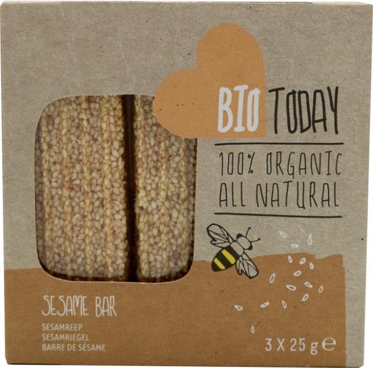 BioToday Biologische Sesam repen (Doos van 15 verpakkingen van 3x25 gram)