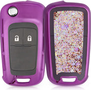 kwmobile autosleutelhoesje voor Opel Vauxhall 2-3-knops klapsleutel autosleutel - sleutelcover van TPU in roze / metallic roze - Sneeuwbol met Sterren design