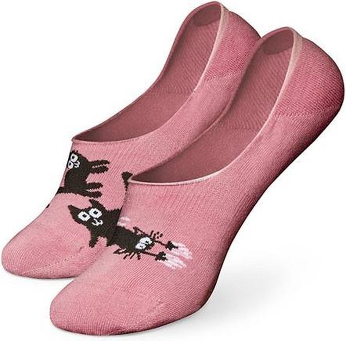 Good Mood No Show Sokken - Roze Katten - Maat 43-46
