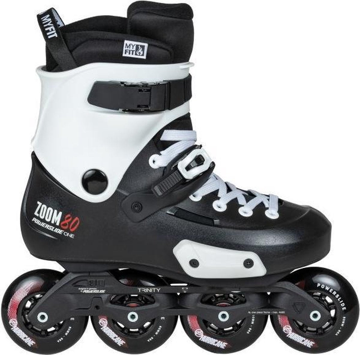Powerslide Inlineskates Zoom 80 Fiberglas 86a Zwart/wit Maat 37-38