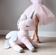 Pluche unicorn XL - roze met grijs - eenhoorn