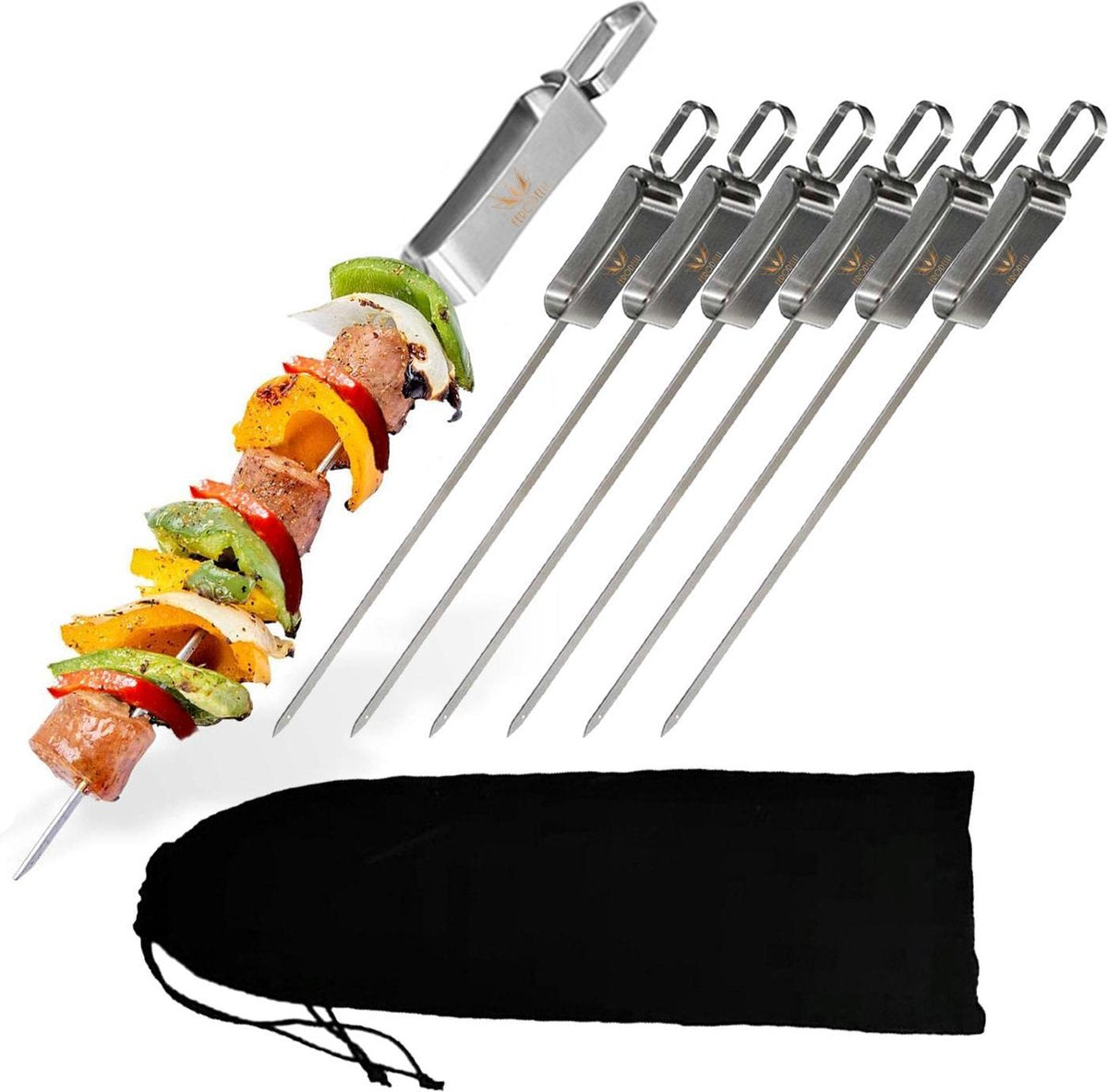 Ferodelli® - Premium BBQ spiezen - Set van 6 - Kebab spiezen - Beste uit de Test - (populair)