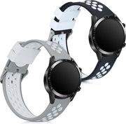 kwmobile 2x horlogeband voor Huawei Watch GT2 (46mm) - siliconen band voor fitnesstracker - zwart / wit / grijs / wit