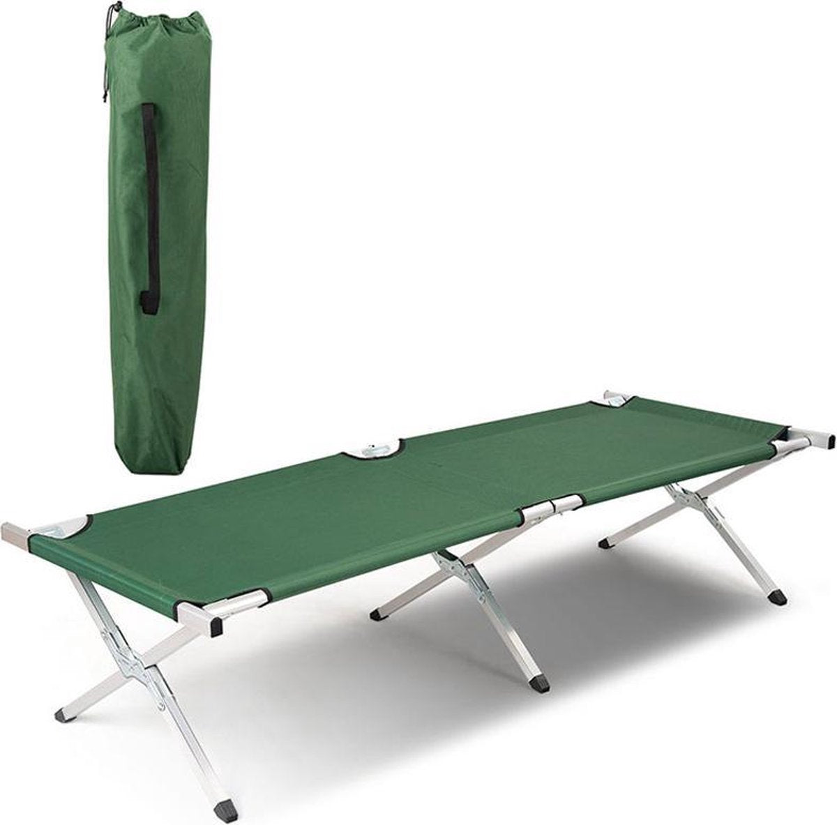 NordFalk veldbed XXL 200 x 71 cm - aluminium campingbed / stretcher / kampeerbed - groen