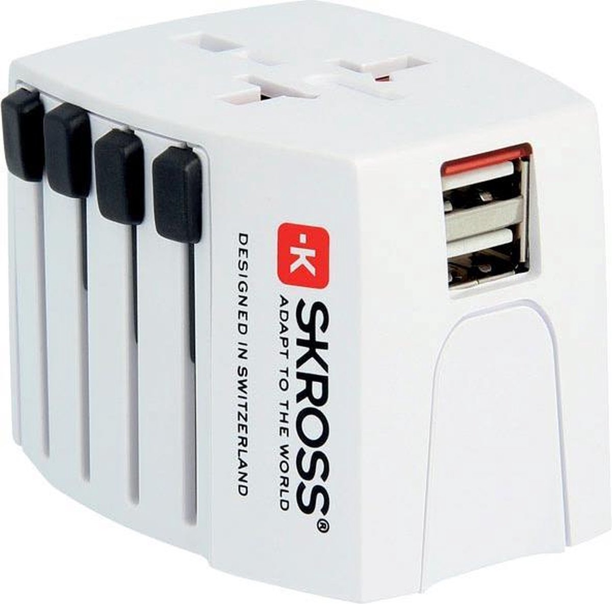 2x Skross wereldstekker met dubbele USB poort