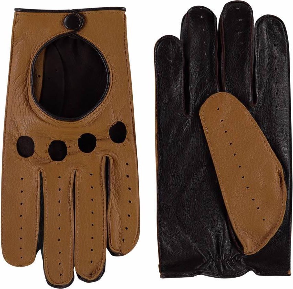 Leren deerlook autohandschoenen heren model Yamba Color: Espresso
