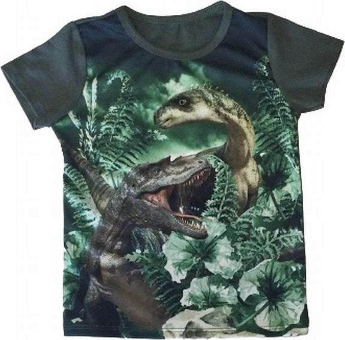 S&C dinosaurus t-shirt - Dino shirt - Shunosaurus  / Ceratosaurus - groen - maat 122/128 (8)