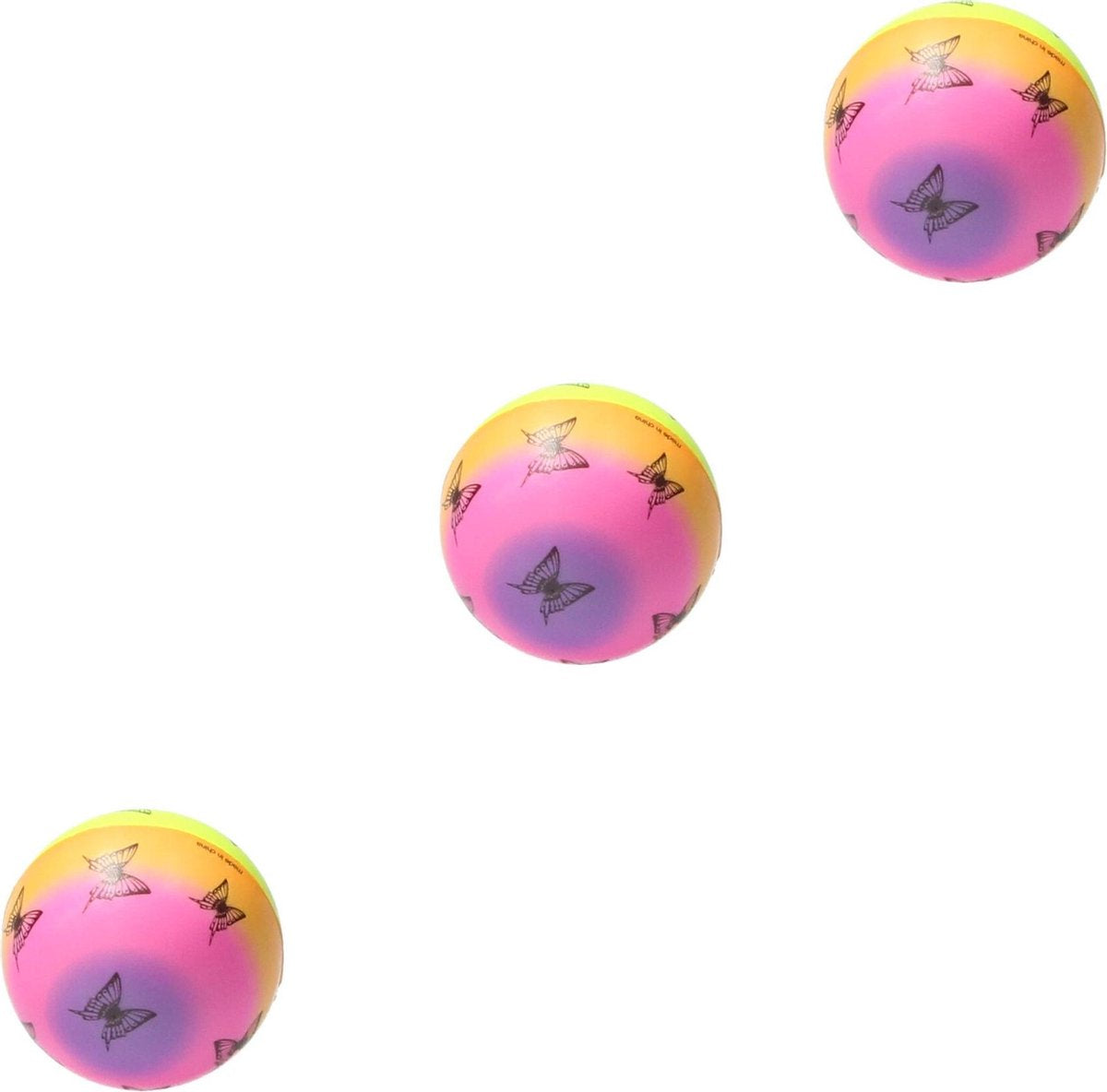 Stressbal Medium Density – 7 cm – Sensomotorische Stimulatie – Anti Stress – 3 stuks – Regenboog Vlinder