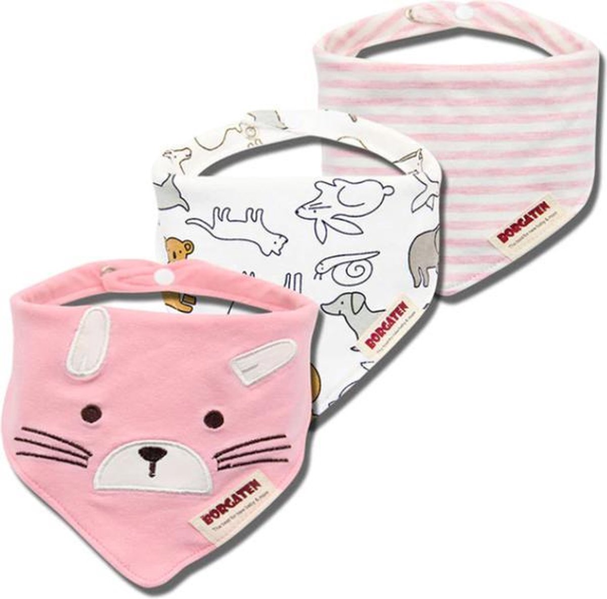 Tijdelijk 3 stuks Biologische Katoenen Baby Sjaal - Doek Bandana - Slabbetjes voor pasgeboren Baby (Meisje ) - Waterdicht