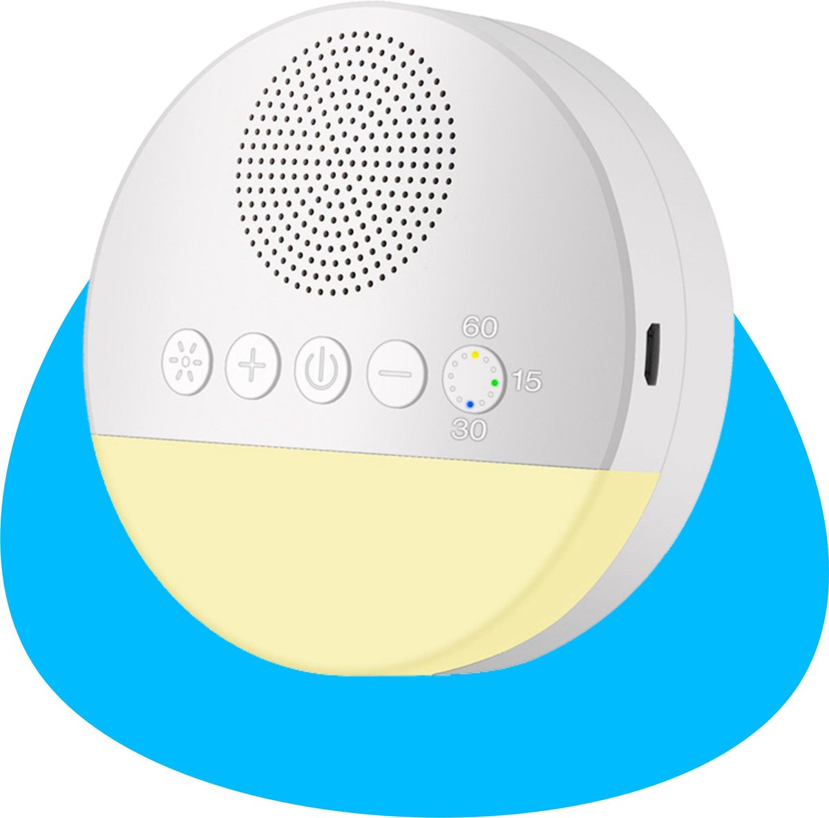 White Noise Machine - Slaaptrainer kinderen - Muziekdoosje baby - Met nachtlampje - Witte ruis