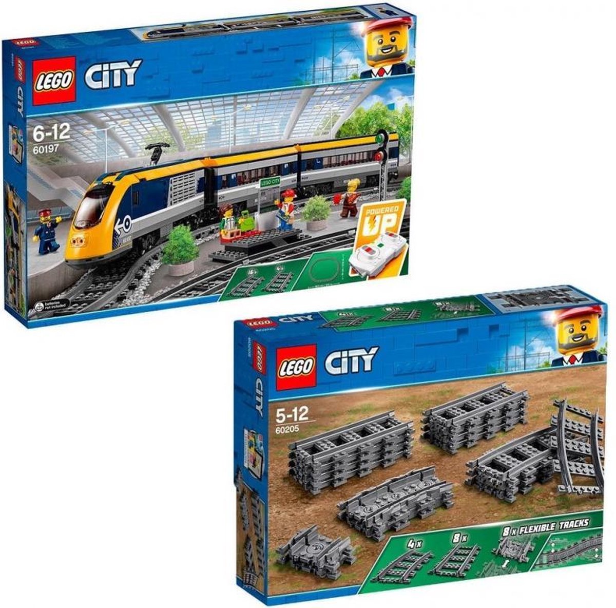 Bundelpakket: LEGO City passagierstrein 60197 + LEGO City treinrails 60205
