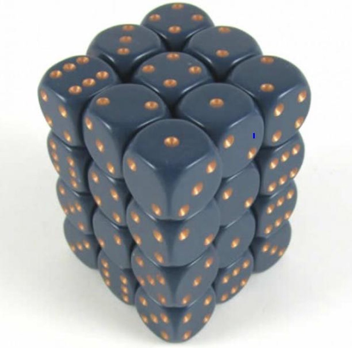 6 Vlakken Dobbelsteen Blauw met Gouden Stippen 12mm Set van 36