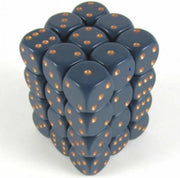 6 Vlakken Dobbelsteen Blauw met Gouden Stippen 12mm Set van 36