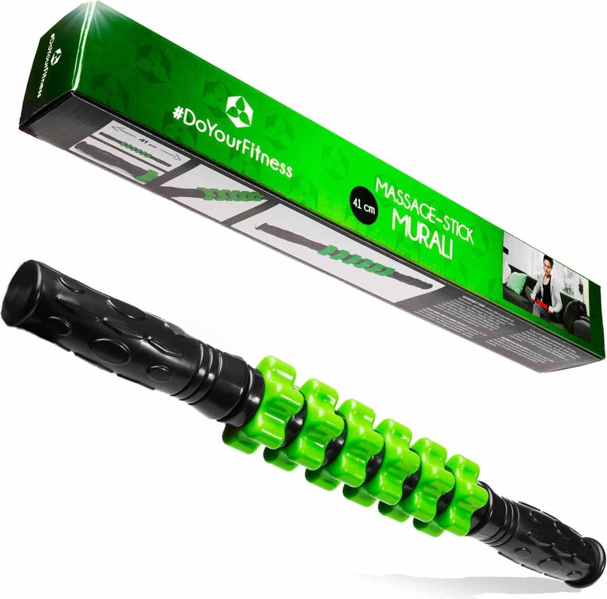 #DoYourFitness - Massagestick - »Murali« - massagestaaf / fascia roller voor zelfmassage - Lengte ca. 41cm - zwart