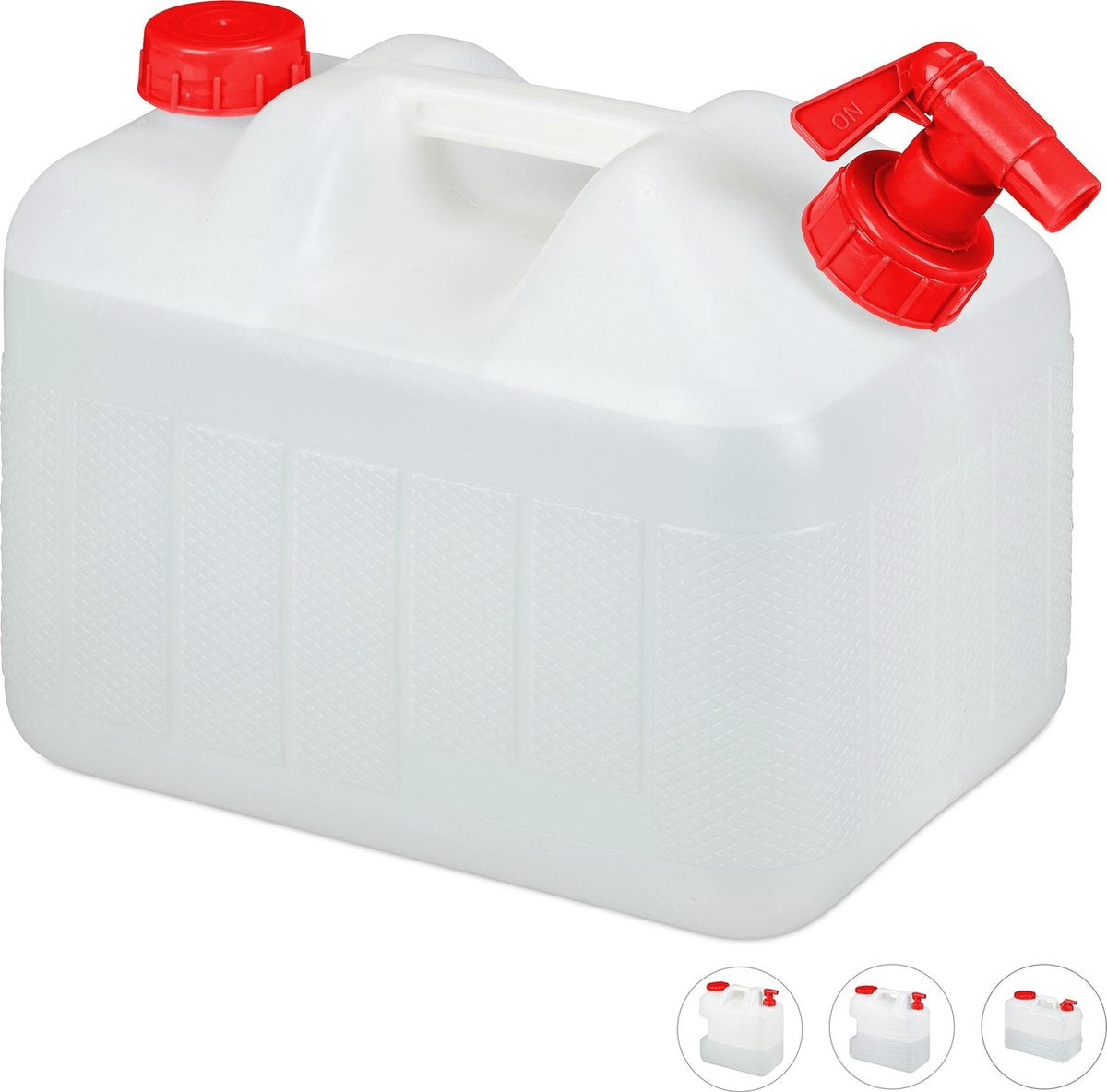 relaxdays jerrycan met kraan - watertank - water jerrycan - camping - wateropslag - wit 10 Liter