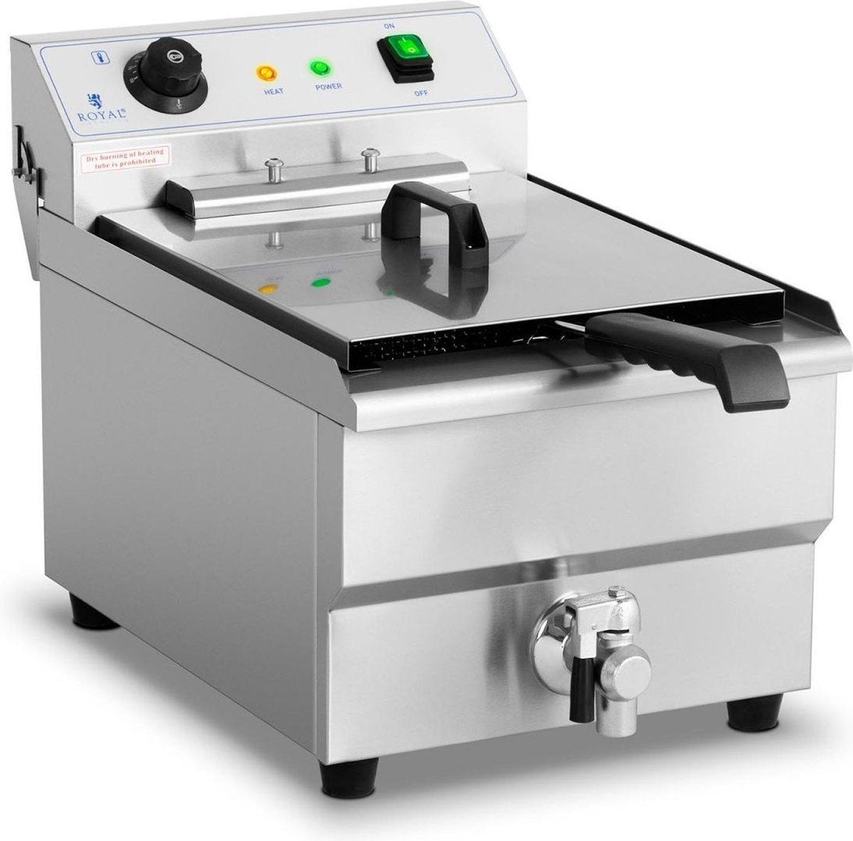 Royal Catering Elektrische friteuse - 16 Liter - 6.000 W - aftapkraan - koude zone