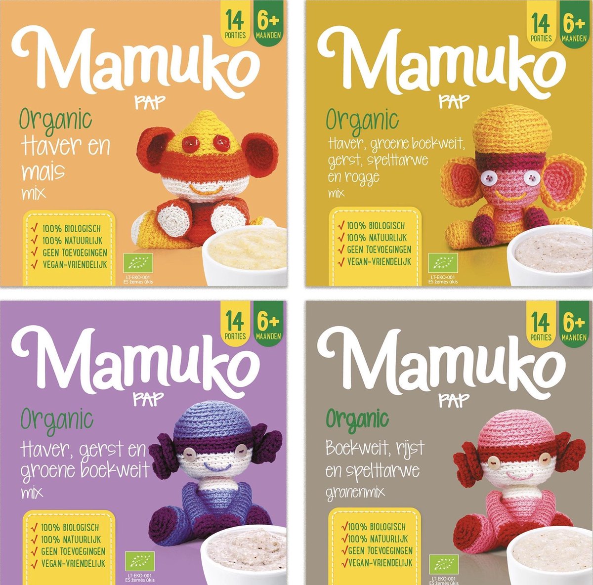 Mamuko Biologische Babypap 6+ mnd- 4 stuks